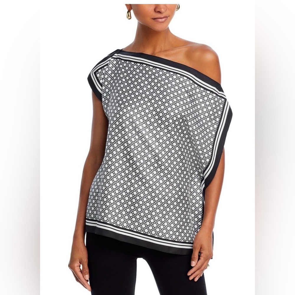 L'AGENCE Black and White Off-Shoulder Blouse